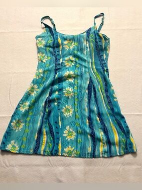 Big Hed Dress Women’s Small Designs Blue Floral Strappy Blue Mini Summer Party